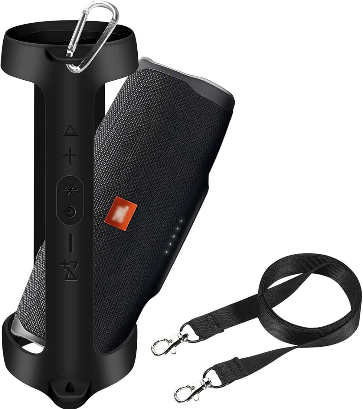 Silicone Case Cover for JBL Charge 4 Portable Waterproof Speaker, Soft Skin with Strap, Black