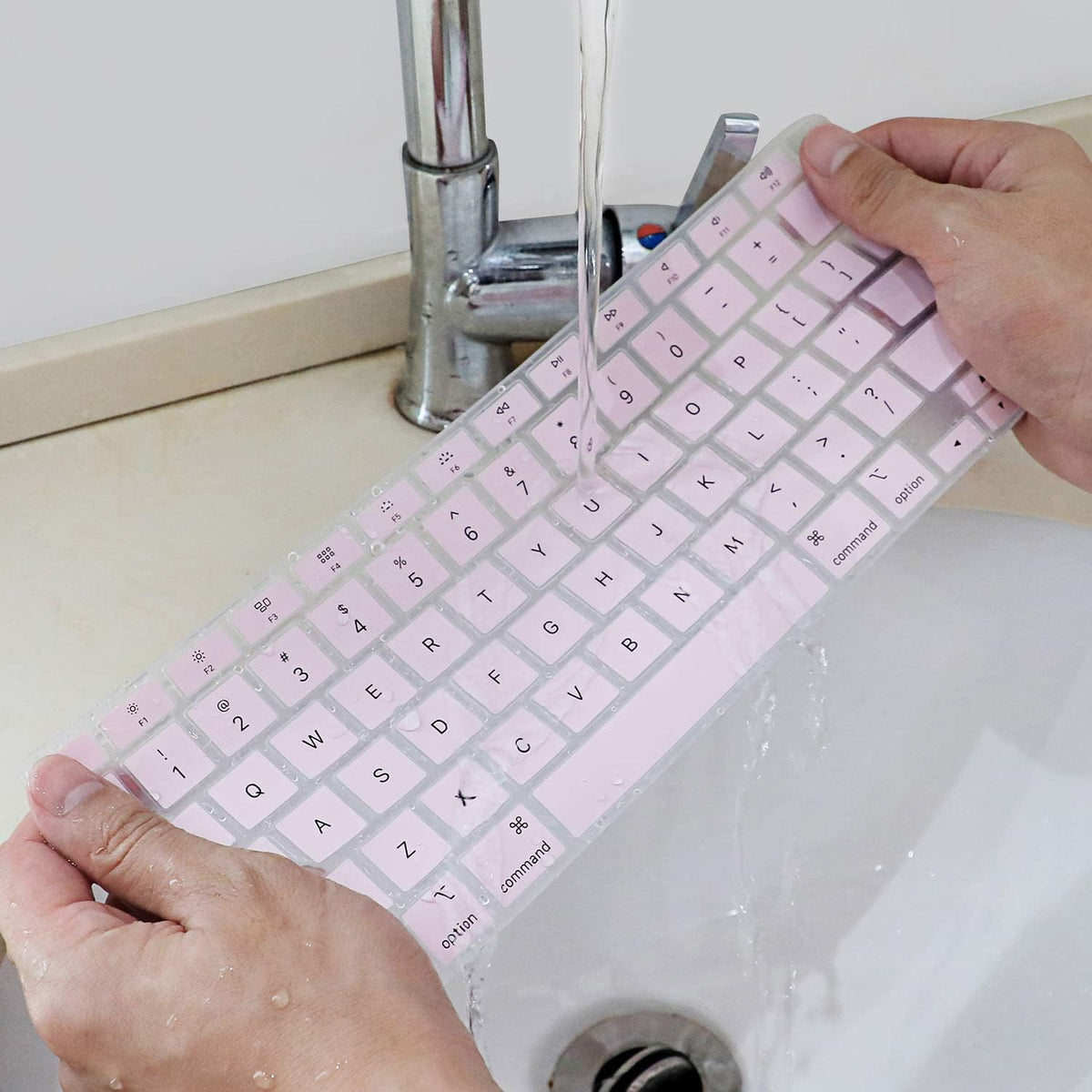 Allinside Silicone Keyboard Cover for New MacBook Air 13 inch A2179 Released in 2020 with Touch ID and Retina Display US Version, Light Pink