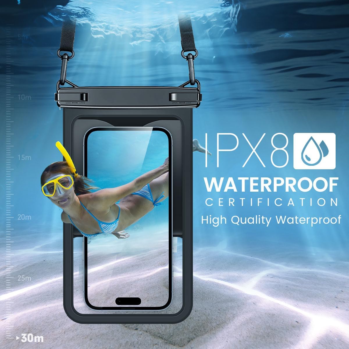 [Up to 8.5" Waterproof Phone Pouch - 2 Pack Waterproof Phone Case for iPhone 16 15 14 Pro Max Galaxy S25 S24 Ultra, IPX8 Dry Bag with Lanyard for Beach Travel Essentials