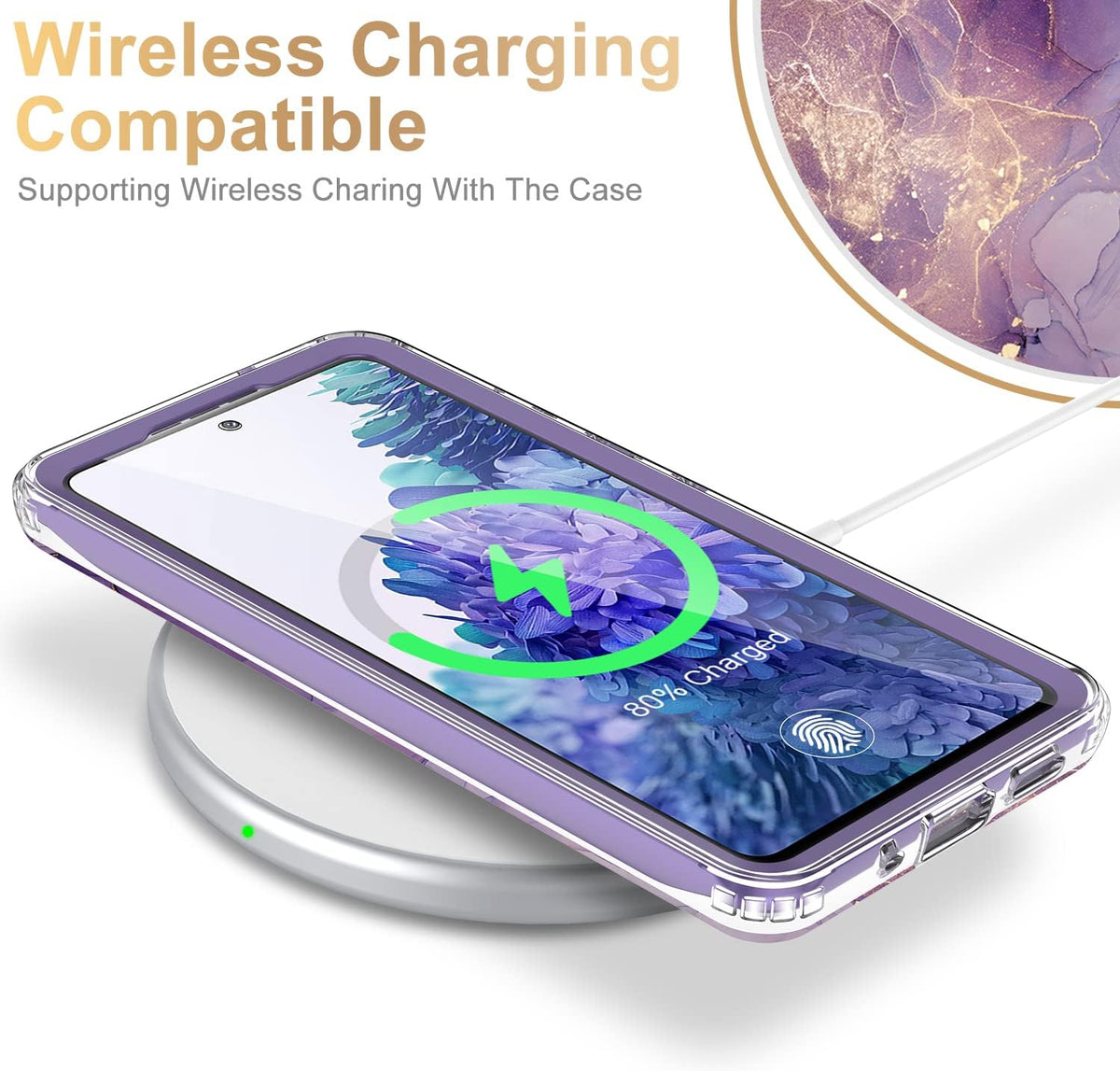 Esdot Samsung Galaxy S20 FE Case, Built-in Screen Protector with Fashionable Designs for Women, Protective Phone Case