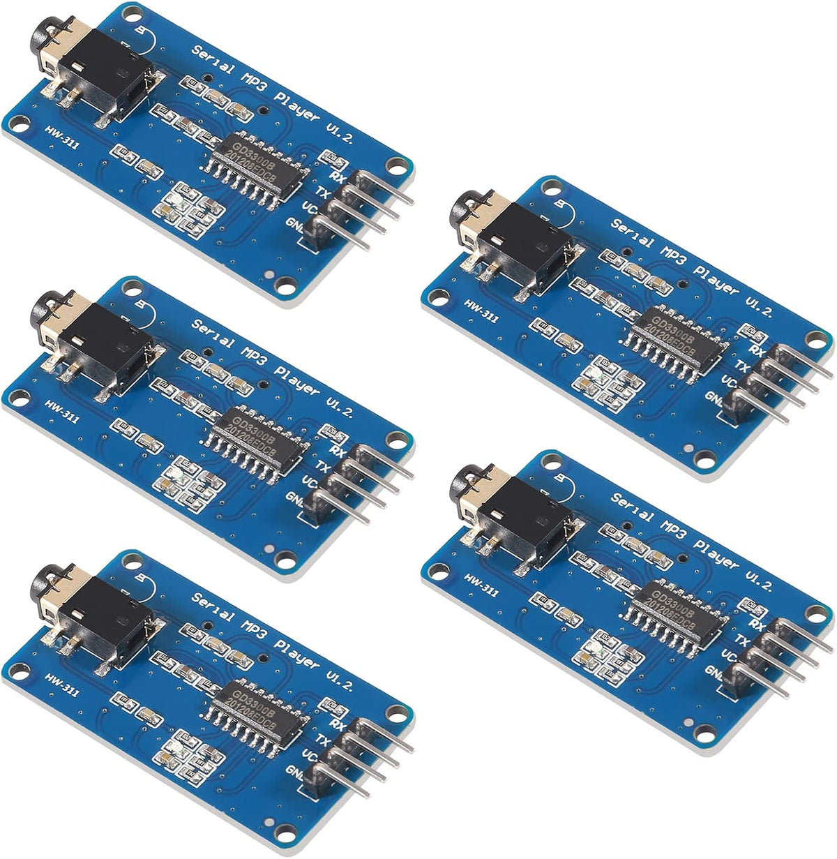 5Pcs YX5300 MP3 DORHEA UART Control Serial Music Player Module Voice Serial Port UART Control Module with TF Card Slot
