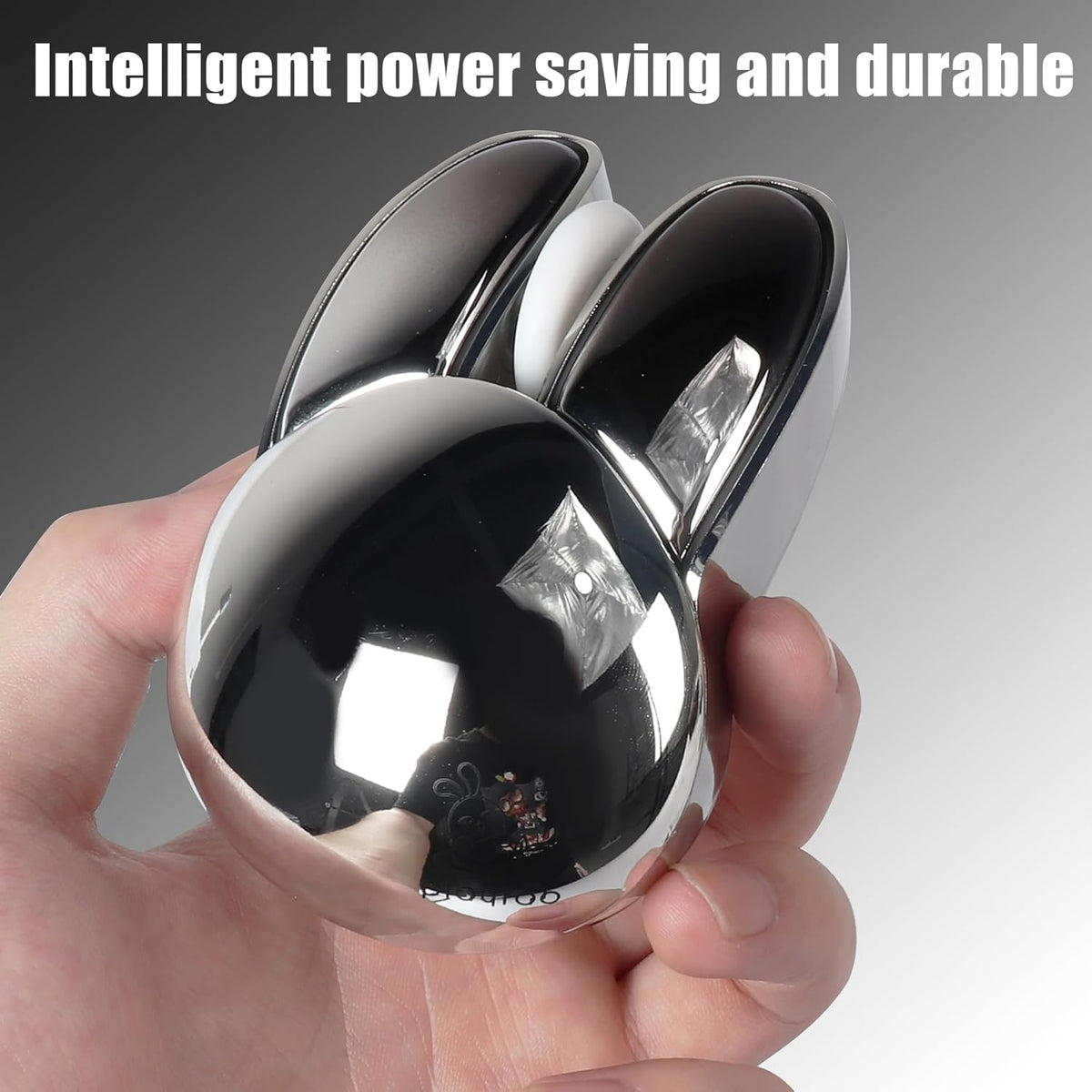 Wireless Mouse Cute Bunny Bluetooth Dual-Mode, Small Quiet USB Optical Silent Kawaii Rabbit for PC, Silver