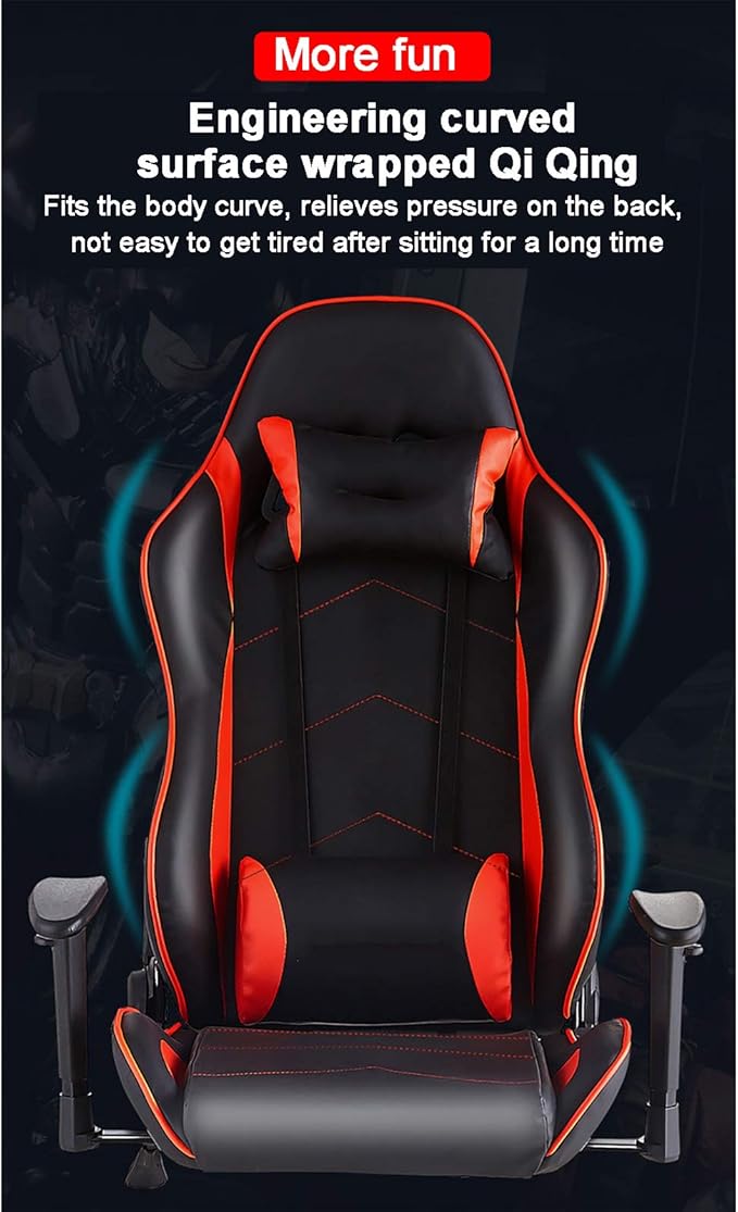 Office Chair Gaming Chair Computer Chair PU Leather Gaming ChairHigh Back Gamer Chair Racing Style Game Chair with Lumbar Pillow HeadrestE-Sports Swivel Chair Recliner Ergonomic Office Cha
