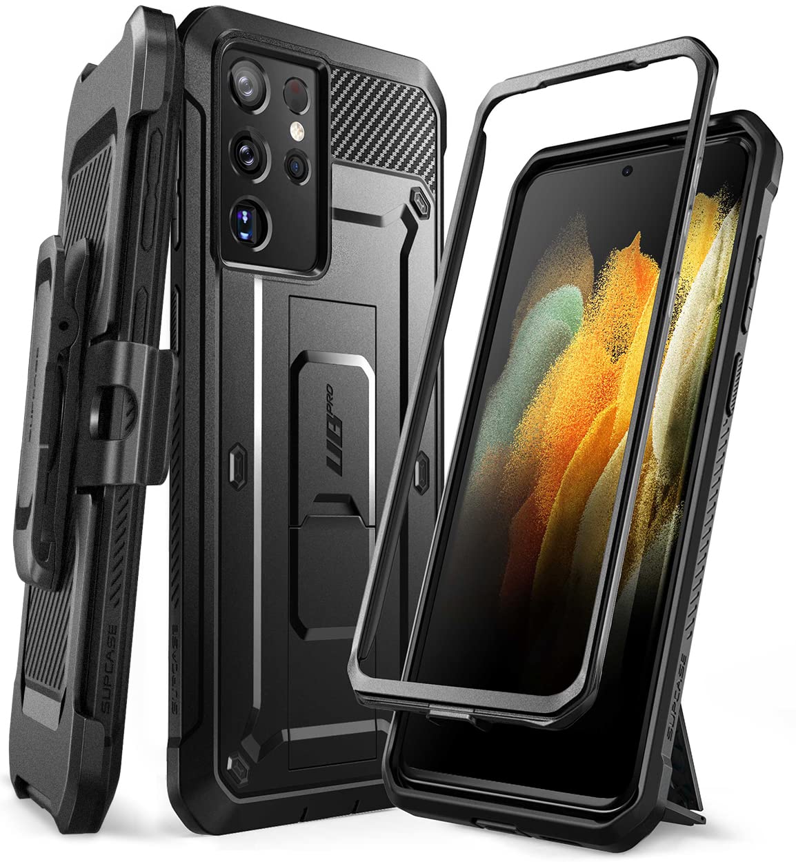 Supcase For Samsung Galaxy S21 Ultra Case With Stand (Unicorn Beetle Pro), [Built-In Front Frame & Belt-Clip] [Military-Grade Pr
