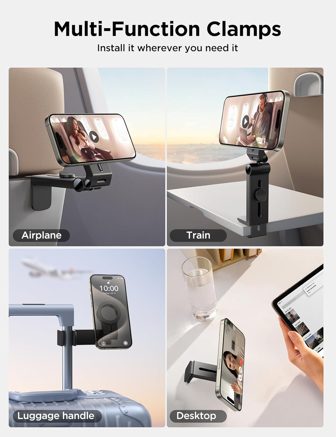 JOYROOM for Magsafe Airplane Phone Holder, Hands-Free Plane Phone Holder for iPhone 15 Pro Max