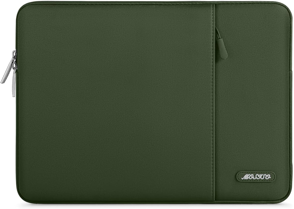 MOSISO Laptop Case 13.3 inch, 13-13.3 inch Laptop Sleeve Compatible with MacBook Air/Pro 13 / Pro 14, HP Dell ASUS Lenovo Notebook, Polyester Vertical Computer Sleeve Bag with Pocket, Army Green