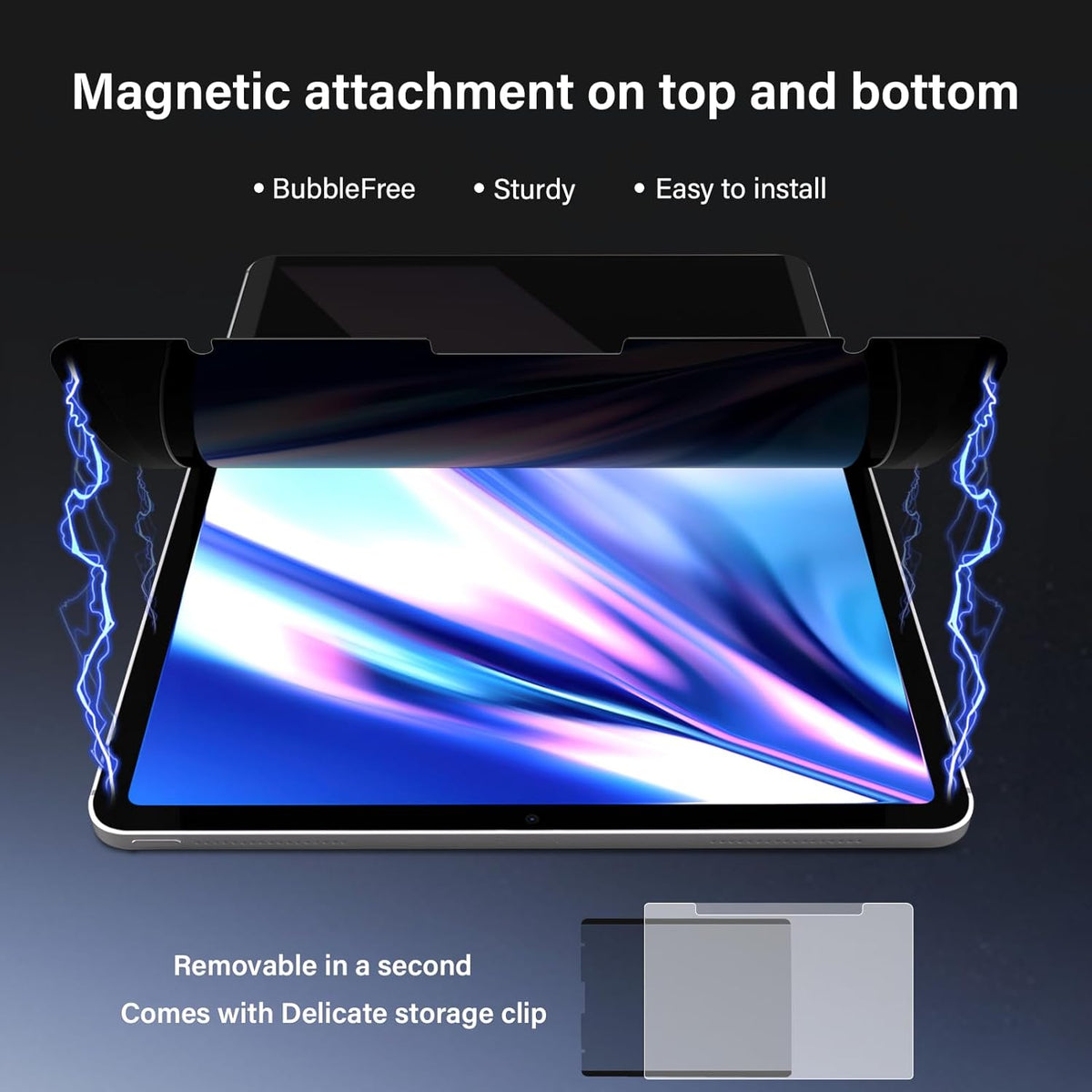 Magnetic 360° Privacy Screen Protector Compatible with iPad 9th 8th 7th Gen 10.2'' Anti Glare Blue Light Filter, Bubble-Free Shield, Fingerprint-Proof Guard, Reusable Anti-Scratch Film, Anti-Spy Cover