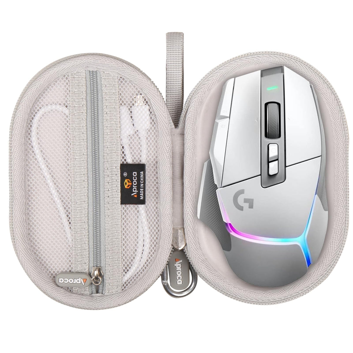 Aproca Case Compatible With Logitech G502 X Plus Wireless Gaming Mouse, Portable Hard Storage Bag For Accessories -Grey (Case On