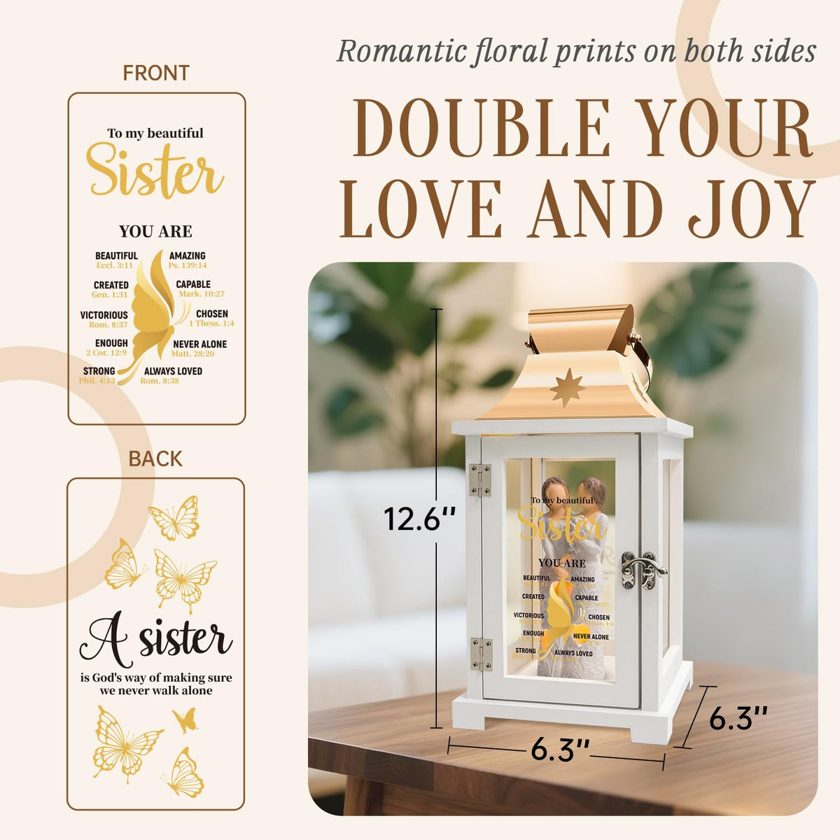 Sister Gifts from Sister, Unique Birthday Gifts, Religious Gifts, Christian Gifts for Sister, to My Sister Gifts Lantern
