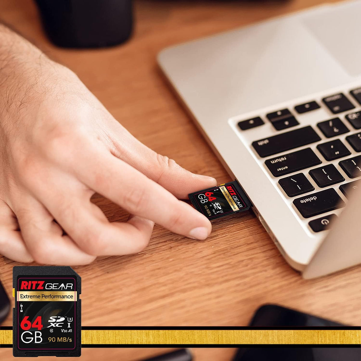 Ritz Gear 64GB High-Speed SDXC UHS-II SD Card, C10, U3, V60, Full-HD & 8K Memory Card for DSLR & Video Cameras
