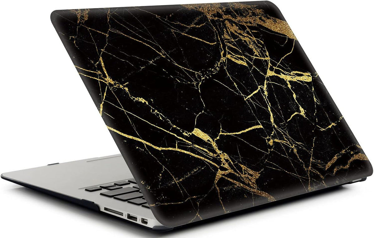 Black Gold Marble Laptop Cover Compatible with MacBook Air 13/13.3 Inch Case 2017 2016 2015 2014 2013 2012 2011 2010 A1466/A1369, AMCJJ Plastic Hard Shell Case & Keyboard Cover &Screen Protector