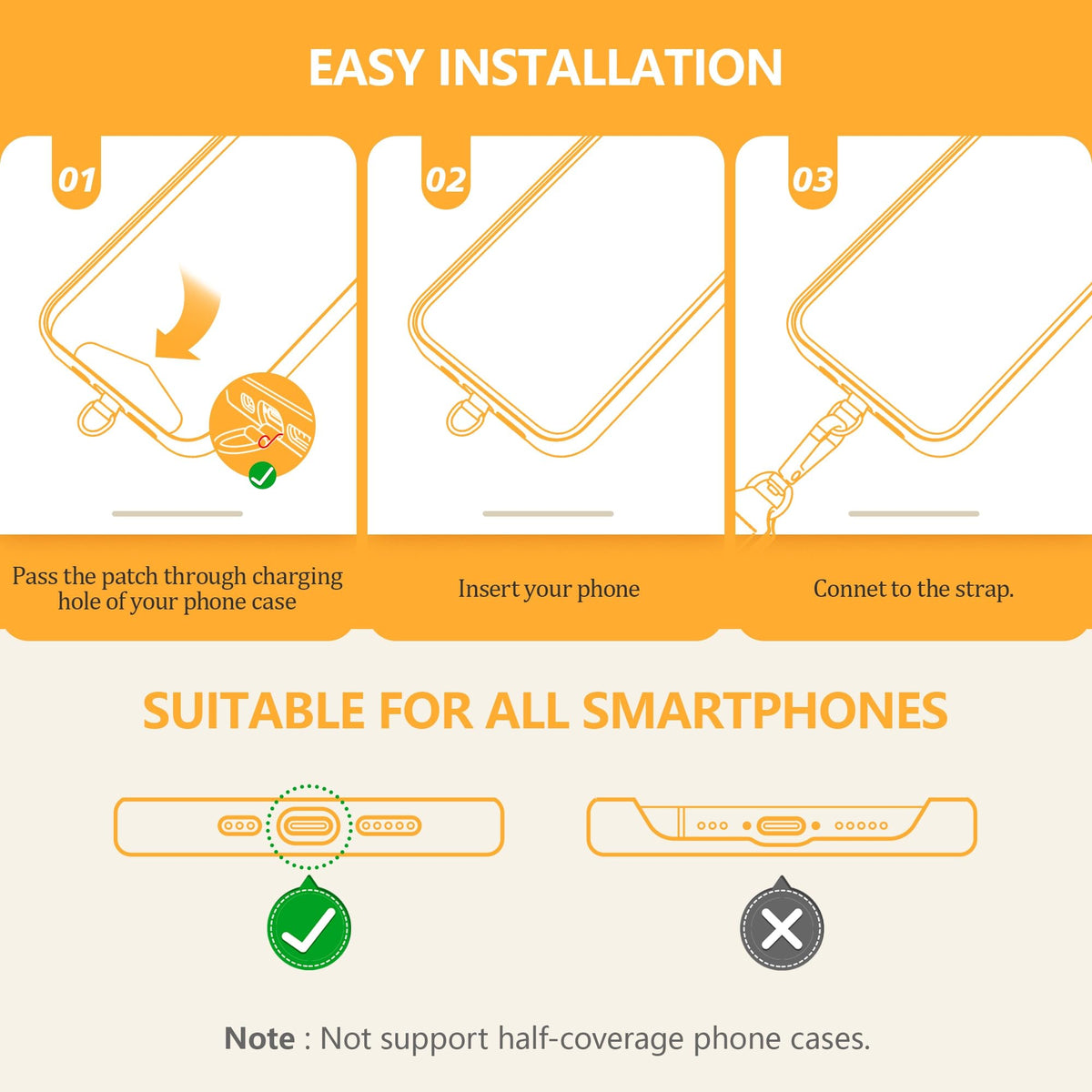 DINALLE Adjustable Crossbody Phone Lanyard 2 Pack & Retractable ID Badge Card Holder,Universal Cell Phone Multifuctional Patch Lanyards Compatible