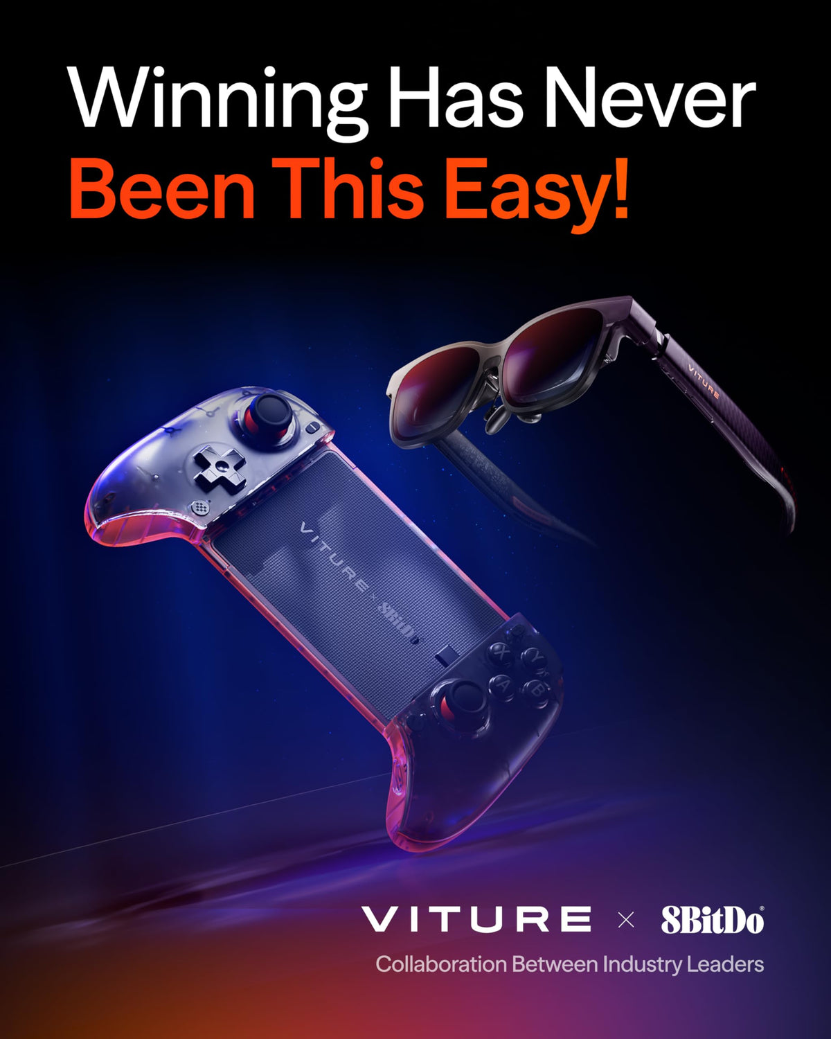 VITURE x 8BitDo Ultimate Mobile Gaming Controller - World’s First for XR Glasses | USB-C Connection for Minimum Latency, Hall Effect Sticks, Charge