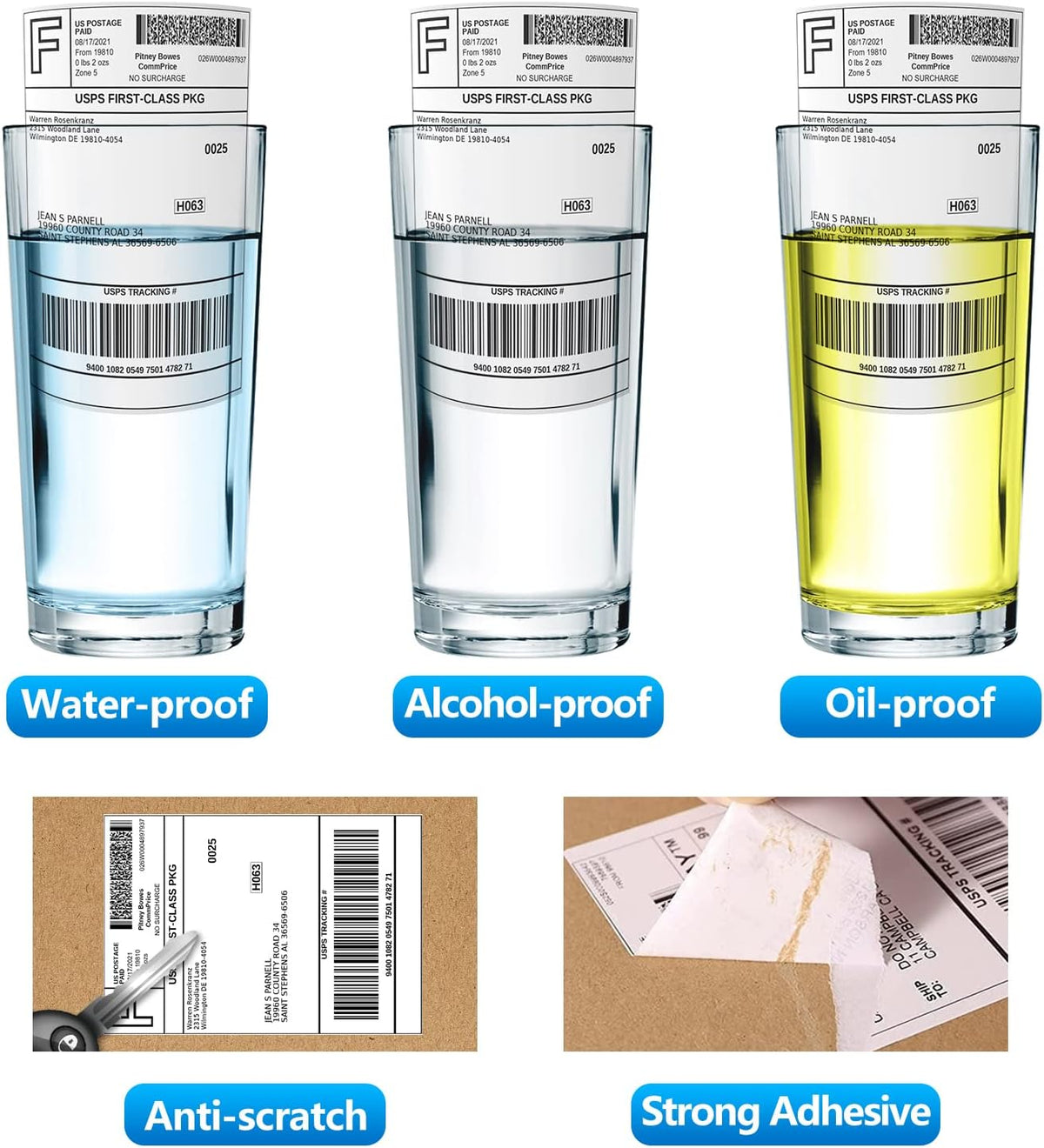 FungLam 4"x6" Thermal Shipping Labels - 450 Labels/Roll (4 Rolls), Direct Thermal Labels Compatible with JADENS, Munbyn, Rollo, iDPRT Printers