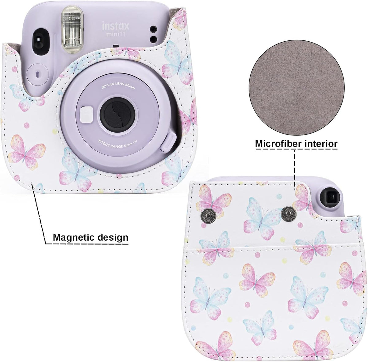 Frankmate Protective Case for Fujifilm Instax Mini 12 11 9 8 Instant Film Camera with Accessory Pocket and Strap