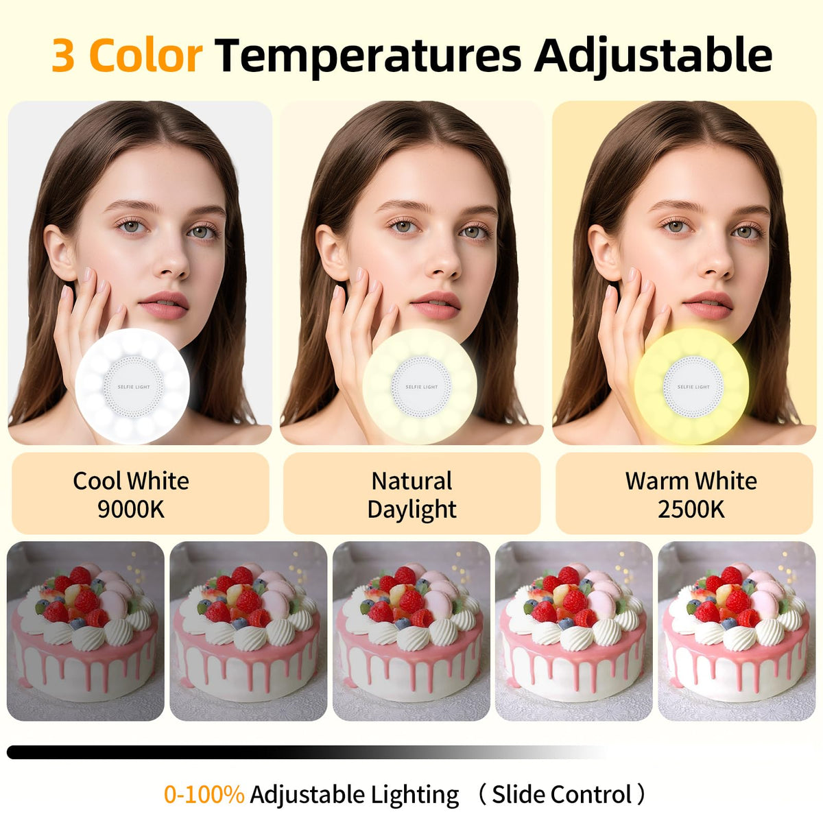 Magnetic Selfie Light for iPhone with Mirror Foldable Magnetic Fill Light with Sticky Ring for Android Rechargeable Portable Phone Ring Lights