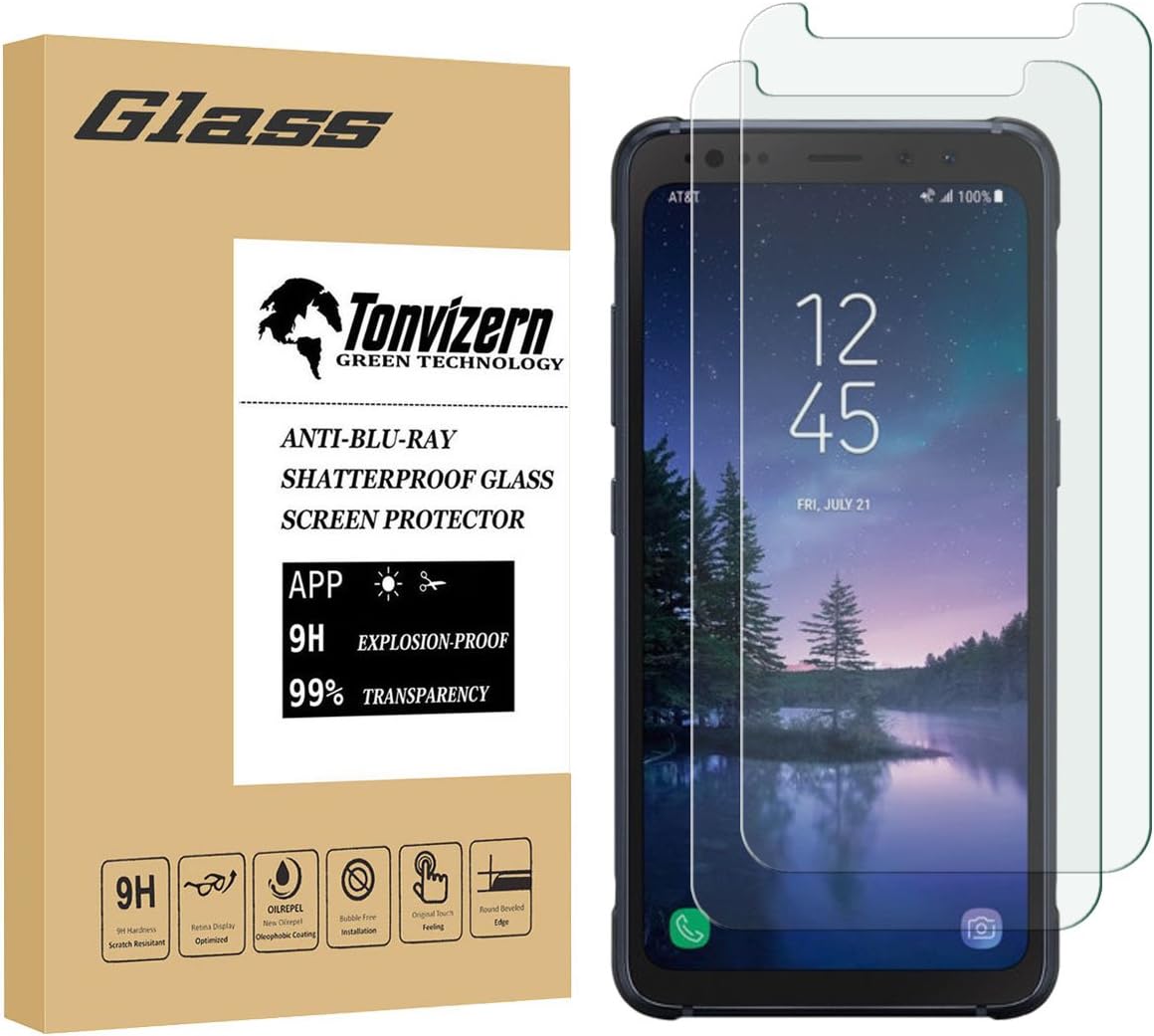 [2 Pack] Tempered Glass Screen Protector for Galaxy S8 Active, Anti-Scratch Ultra Clear 9H, 0.26mm
