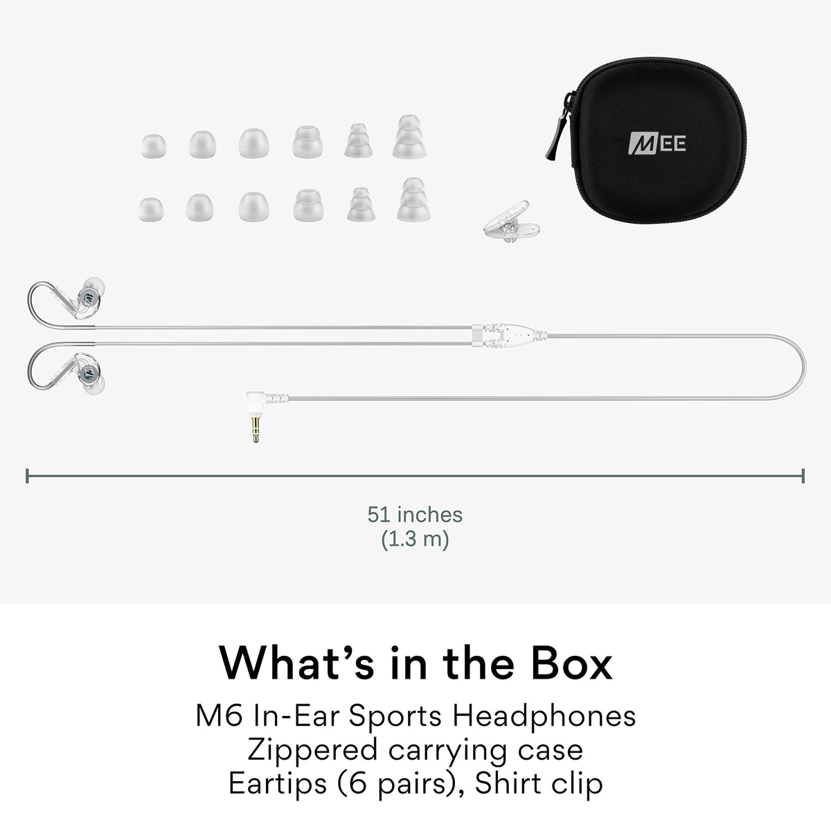 MEE audio M6 Sport Wired Earbuds, Noise Isolating In Ear Headphones, Sweatproof Earphones for Running/Gym/Workouts with Dynamic Enhanced Bass Sound