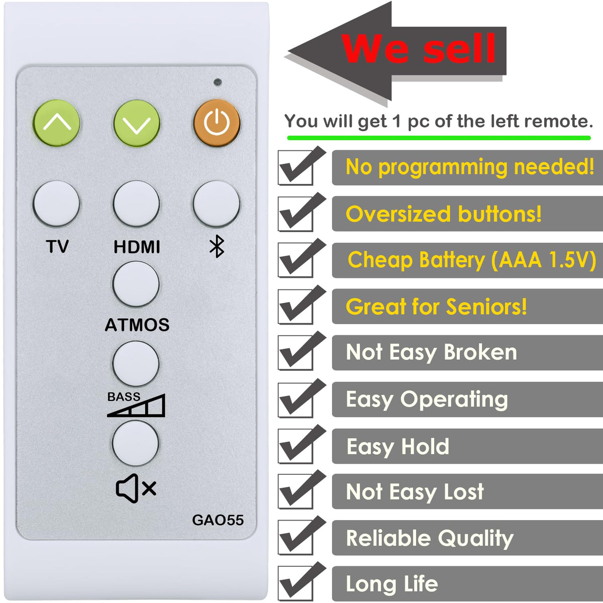 Replacement Remote Control for JBL Soundbar BAR 5.1 Surround 5.1 channeI