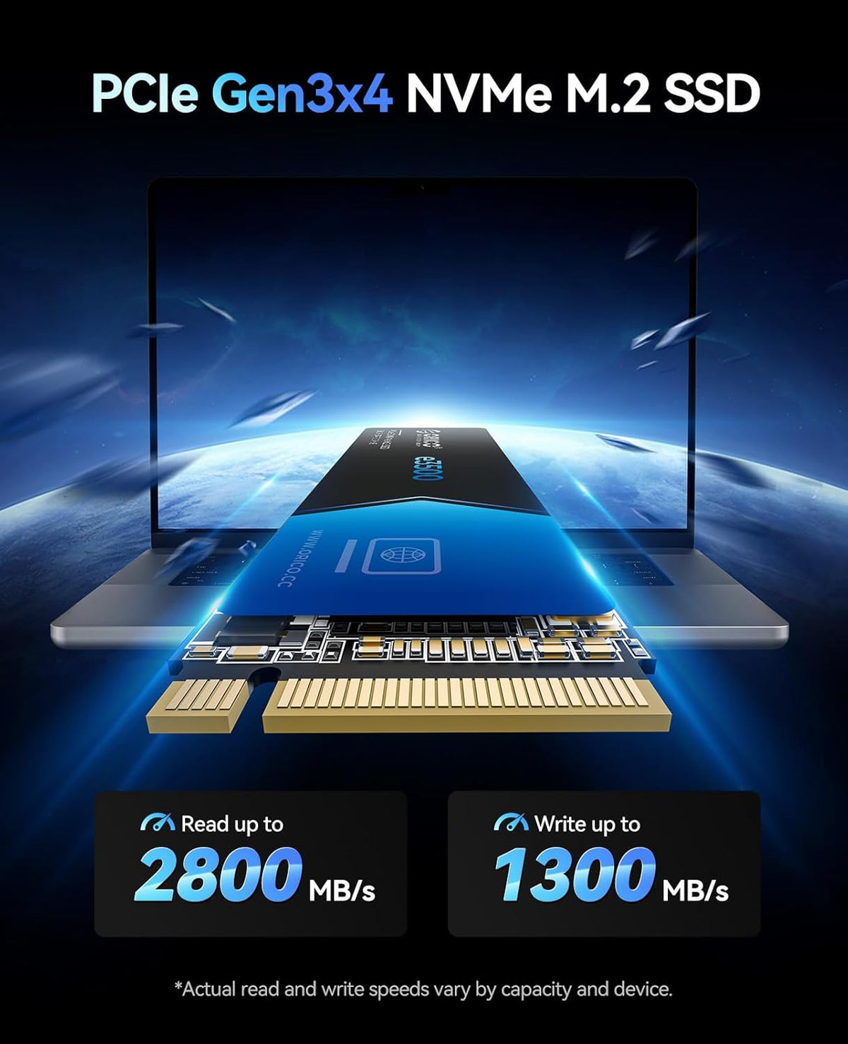 ORICO 512GB M.2 NVMe SSD, PCIe Gen3x4 M2 2280 SSD, Up to 2800MB/s Read & 1300MB/s Write, 3D NAND Flash Internal Solid State Drive with SLC Cache, Compatible with Laptops PC Desktops-e3500