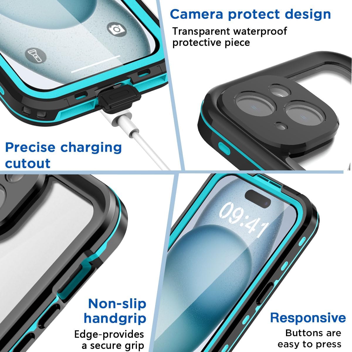AICase Waterproof Case for iPhone 15 (6.1") with MagSafe, Snowproof Dustproof Shockproof IP68 Full Body Protection