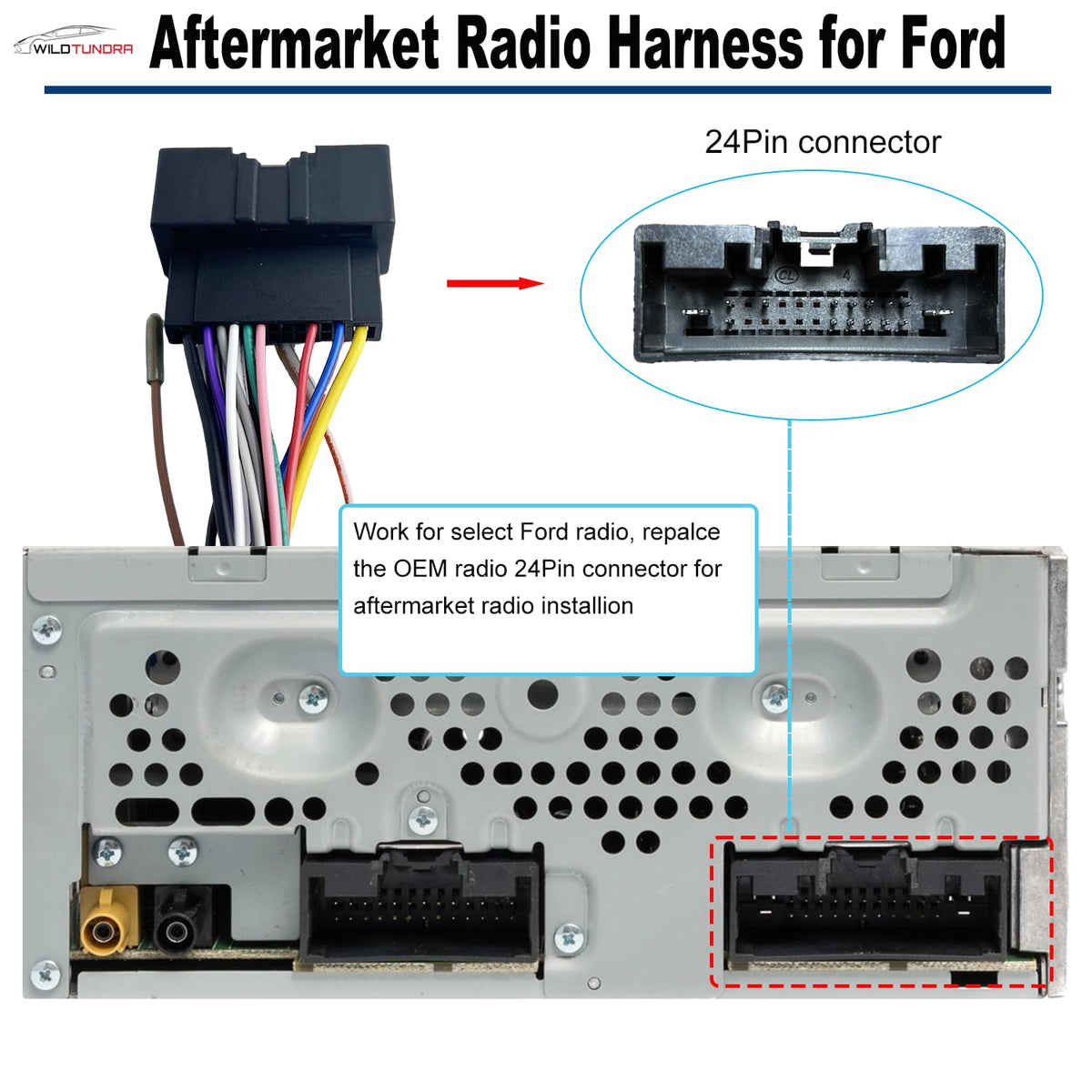 16Pin 2011-2020 16Pin F150 250 350 450 550 ISO Aftermarket Radio Harness Adapter for Ford with Radio Antenna Adapter