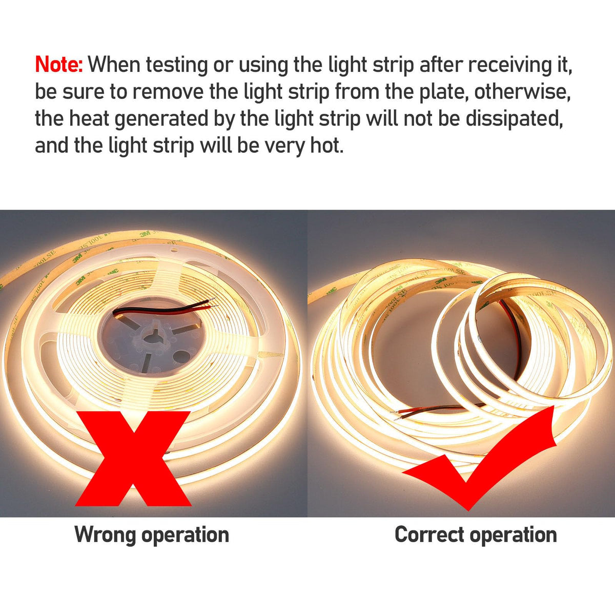 GOMING 24V Super Bright COB LED Strip Light Warm White 3000K 16.4ft(5M) 621LM/FT 14.5W/M CRI 93+ High Density 480LED/M IP20 Not Waterproof LED Tape