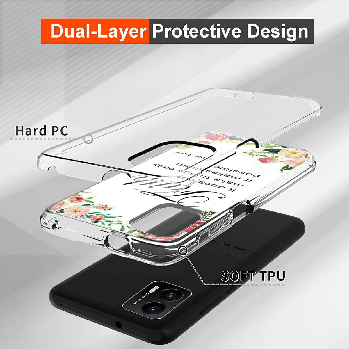 Shop Motorola Moto G 5G 2023 Clear Case: Dual Layer Hybrid TPU & PC, Shockproof, Bible Verse Pattern for Men & Women.