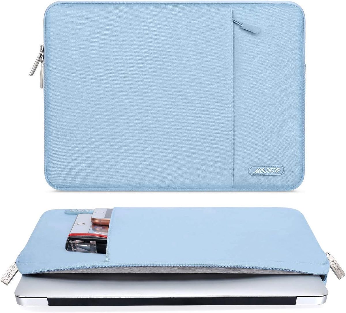 MOSISO Laptop Case 13 inch, 13 inch Laptop Sleeve Compatible with MacBook Air M4 M3 M2 M1 2025-2018 / Pro M2 M1 2025-2016, Polyester Vertical Computer Sleeve Bag with Pocket, Air Blue