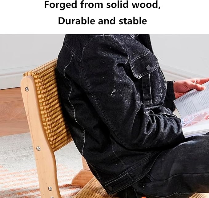 BTZHY Floor Chair Floor Chair Tatami Meditation Yoga Chair Foldable Indoor Outdoor Chair with Backrest Rubber Wood Legless Back Chair(N)