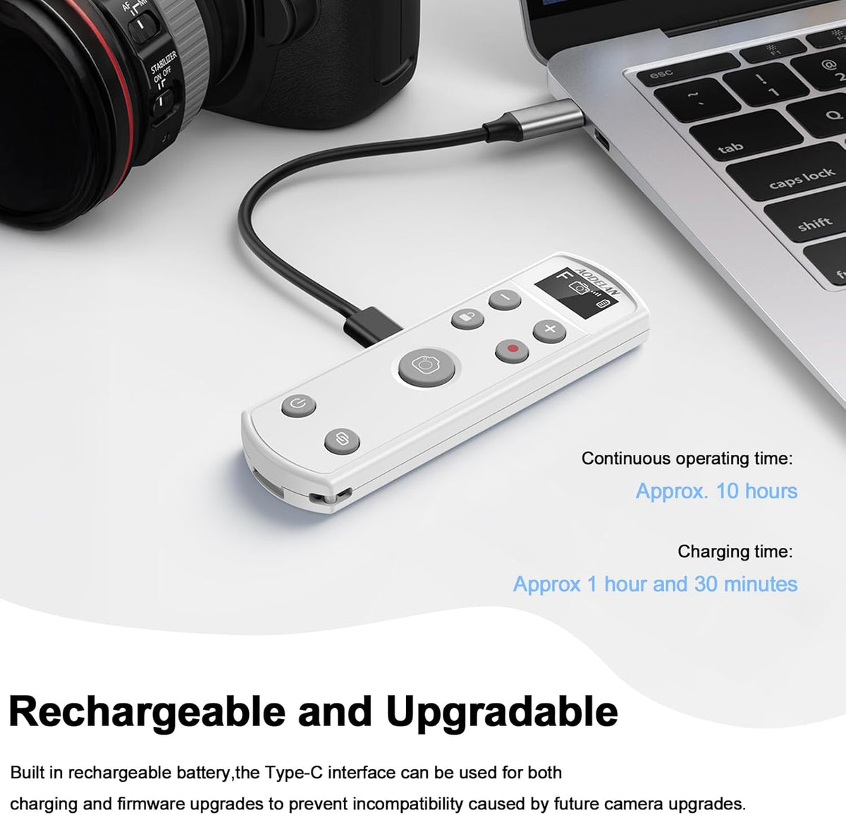 for Fujifilm Rechargeable Camera Remote Control Wireless Shutter Release Compatiable with Fuji X-T30 II, X-S10, X100VI, X-H2S, X-H2, X-T5, X-T4, X-T3, X-S20, X-T50, X-T30, X-M5, X-E5, X Half(White)