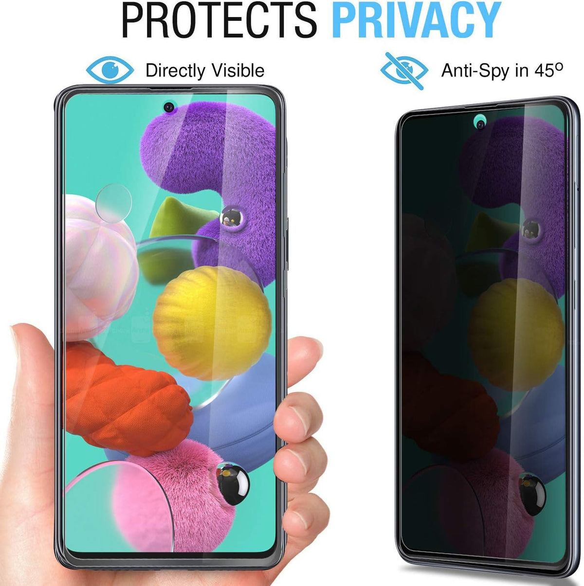 Anbzsign [2 Pack] Camera Lens Protector and Privacy Screen Protector for Samsung Galaxy A51 / Galaxy A51 5G
