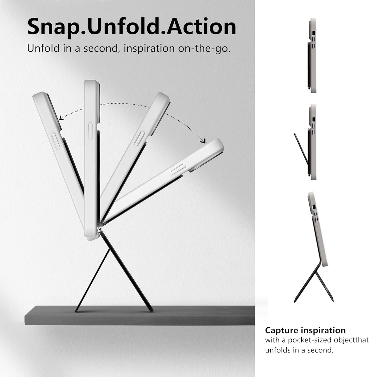 Phone Tripod Stand, Aluminum Alloy Mini Tripod Compatible with Magsafe iPhone 16/15/14/13/12 Series, Foldable Strong Magnetic Phone Stand, Mult-Angle Adjustment Selfie Stick (Mosaic Grey)