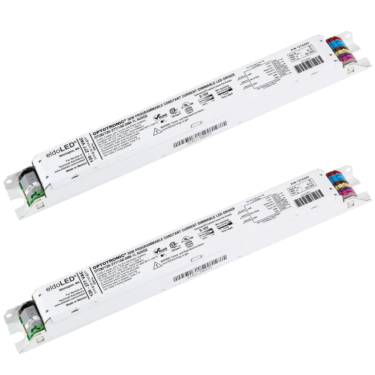 Pack Of 2 - Eldoled *2743X7 Optotronic 50W Constant Current 0-10V Dimmable Led Driver, Programmable Linear Oti50/120-277/Dim-1L