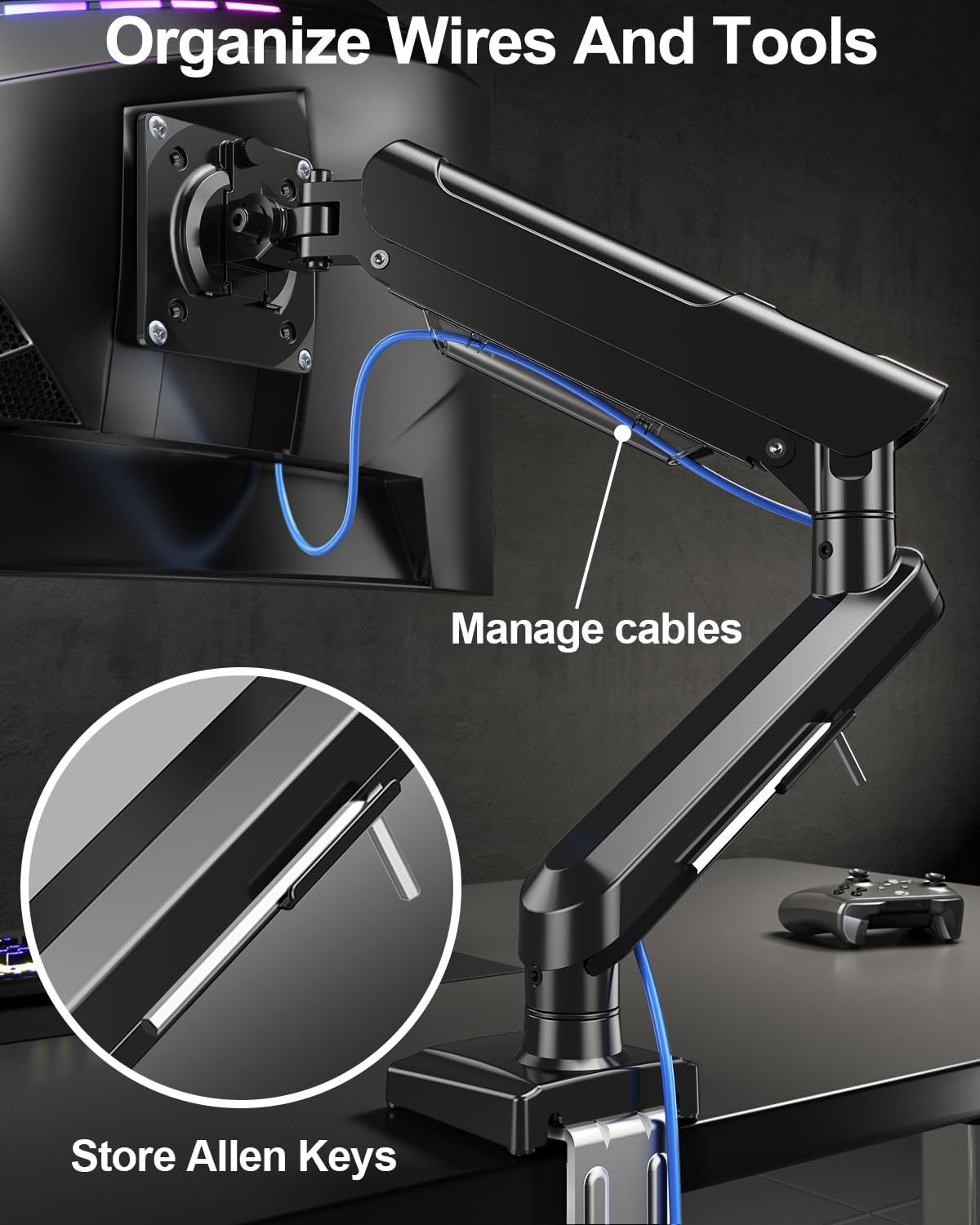 Single Monitor Mount Arm, Fits 13-32 Inch, Holds 4.4-22lbs, Full Motion, VESA 75x75/100x100, Desk Mount Freelift Pro
