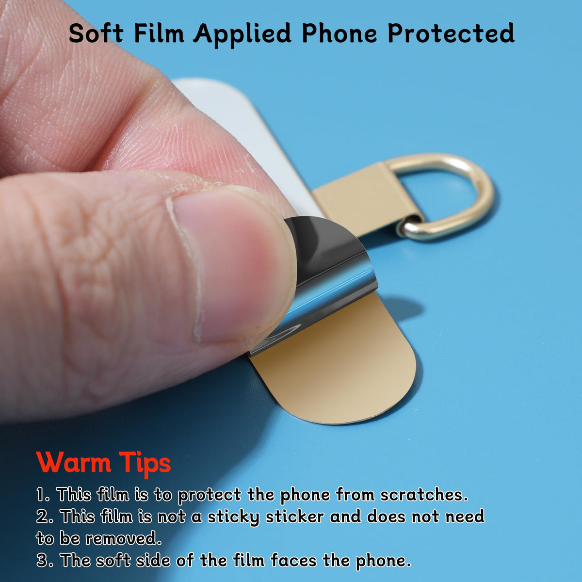 SupOttimo 2Pcs Phone Tether Tab for iPhone, Metal Cell Phone Lanyard Patch, Sticky-Free Universal Phone Patch, Phone Strap Replacement Part for All