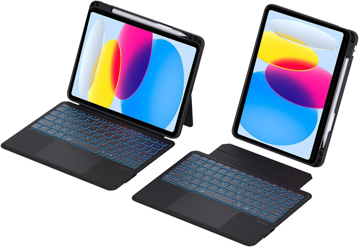 Detachable Keyboard Case for iPad 10th Gen & 11th Gen (A16, 2025), Magnetic, Slim Cover with Multi-Touch Trackpad, Detachable Backlit Keyboard with Kickstand Lightweight, Black