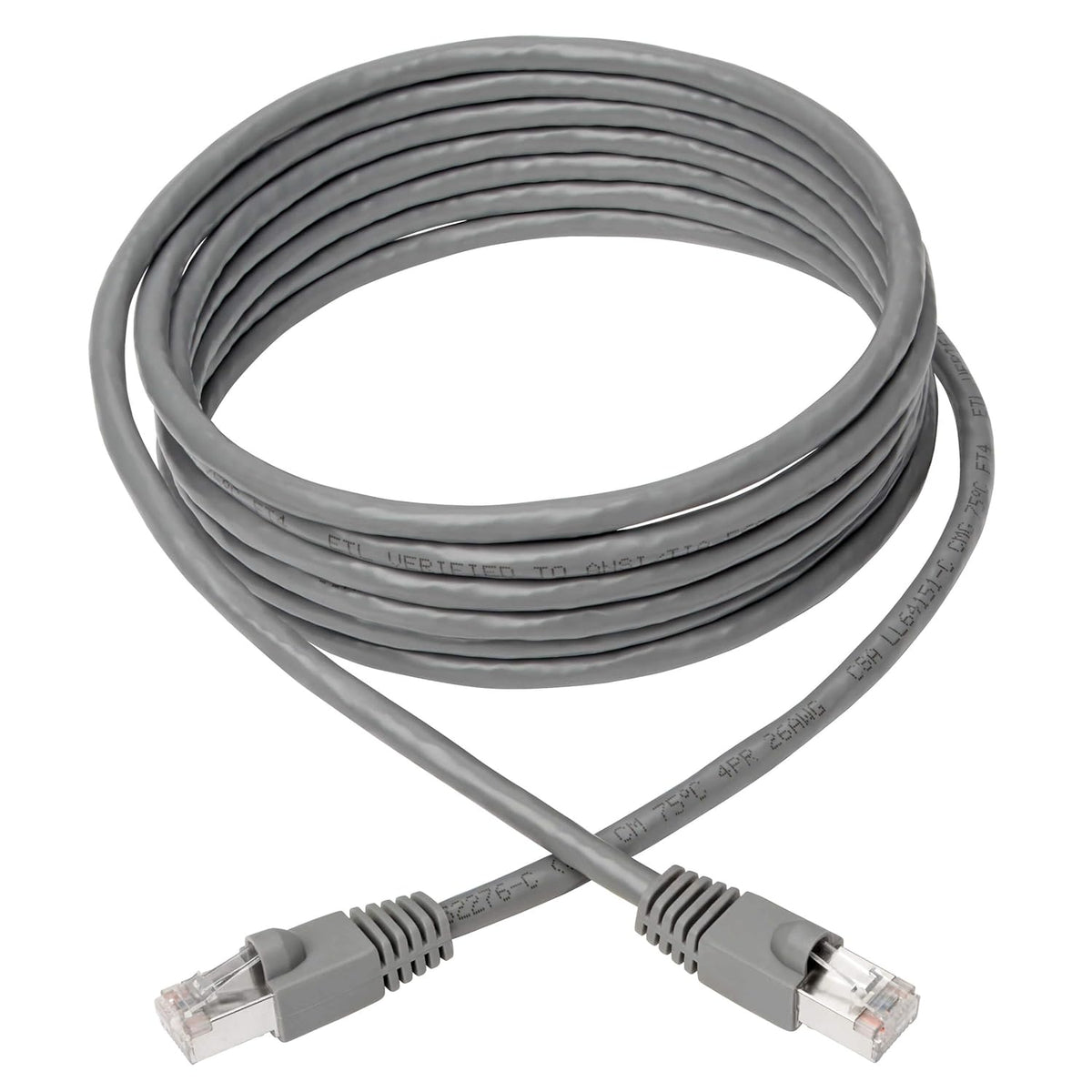 Tripp Lite Cat6a 10G Ethernet Cable, Snagless Molded STP Network Patch Cable, Gray, 12 Feet
