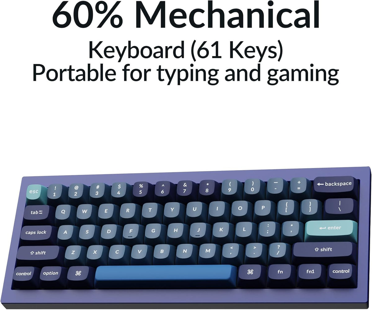 Keychron Q4 Wired Custom Mechanical Keyboard, 60% Layout QMK/VIA Programmable Macro with Hot-swappable Gateron G Pro Blue Switch Double Gasket Compatible with Mac Windows Linux(Navy Blue)