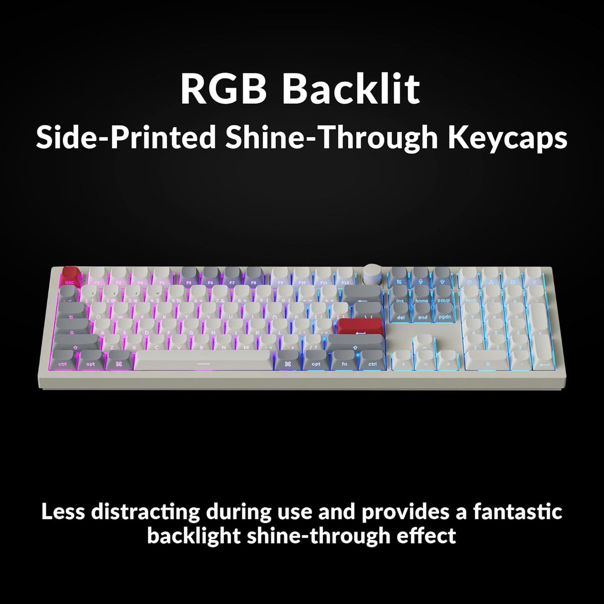 Keychron Q6 Max QMK/LAUNCHER Wireless Bluetooth/2.4GHz/USB-C Wired Custom Mechanical Keyboard, Full Size Programmable Knob RGB Backlit Hot-Swappable Gateron Banana Switch for Mac Windows Linux - White