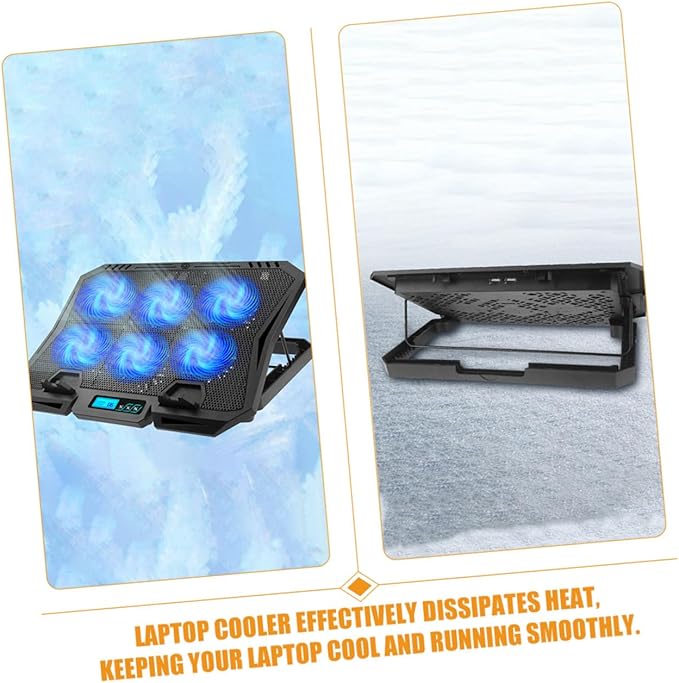 Laptop Cooling Pad with Quiet 15.6-inch Fan Adjustable Speed Blue LED Laptop Stand Cooler for Gaming and Office Use