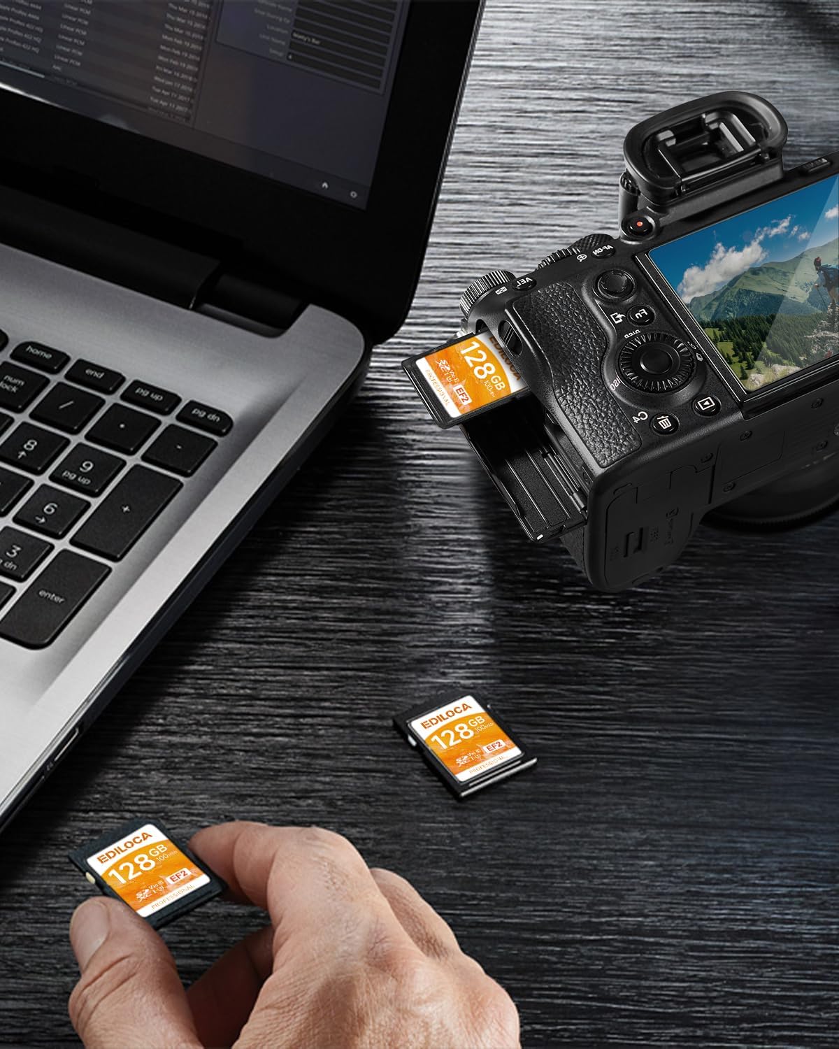 EF2_128GB UHS-I SD Card, Fast Storage with Read Speed 100MB/s, Write Speed 90MB/s, C10, U3