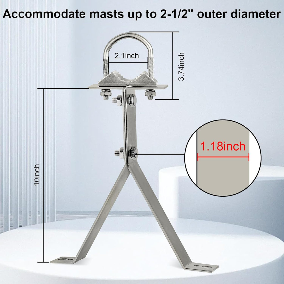 10 Inch (2-Leg 2-Leg) XRDS-RF Antenna Wall Mount Heavy-Duty Stand Off Wall Mast Mount Windproof Mounting Bracket for TV