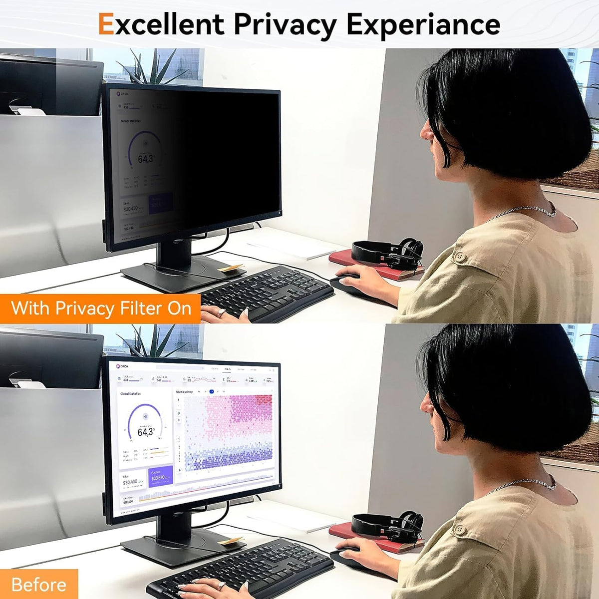 [5-Pack] 29 Inch Computer Privacy Screen for 21:9 Widescreen Monitor, Anti Glare Anti-UV Eye Protection Desktop PC LED Monitor Filter, Removable Anti-Scratch Screen Film 29in