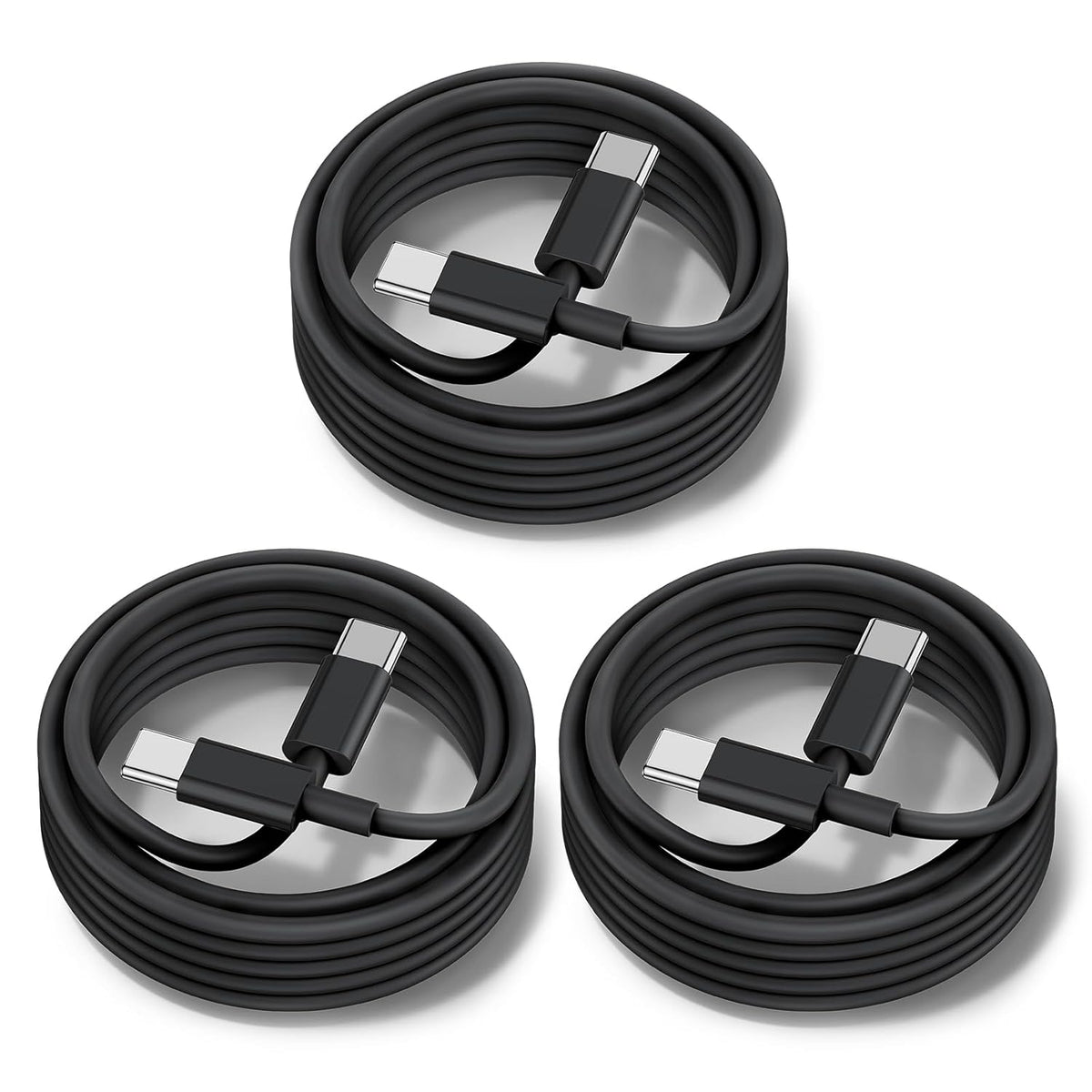 60W USB C to C Cable [3Pack] iPhone 15 Fast Charging Cable,10ft Long USB-C to USBC Power Cord for iPhone 16/15 Pro Plus Pro Max, MacBook Pro Air/IPad/iPad Pro 12.9/11,AirPods 4(Black)