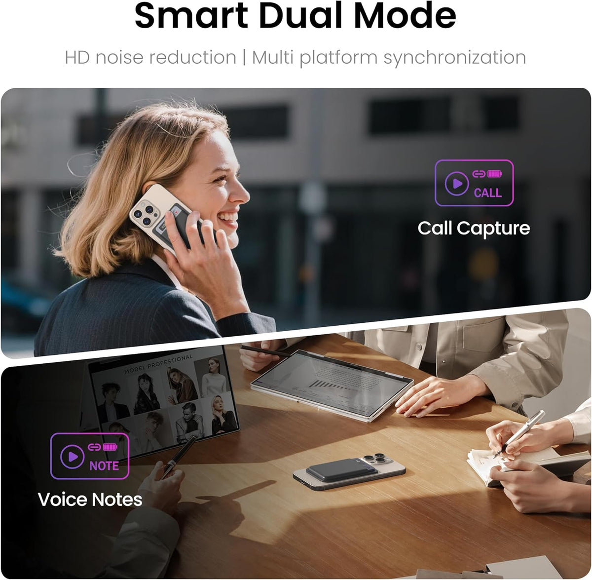 AI Voice Recorder, Note Voice Recorder - Transcribe & Summarize, AI Noise Cancellation Technology, Supports 118 Languages, 64GB Memory APP Control Audio Recorder (LightSilver)