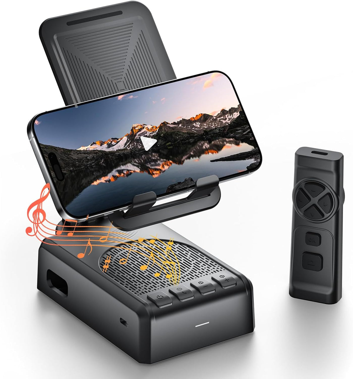 HOIFA Birthday/ChristmasGifts for Men Women,Cell Phone Stand with Bluetooth Speaker and Remote Control(Video