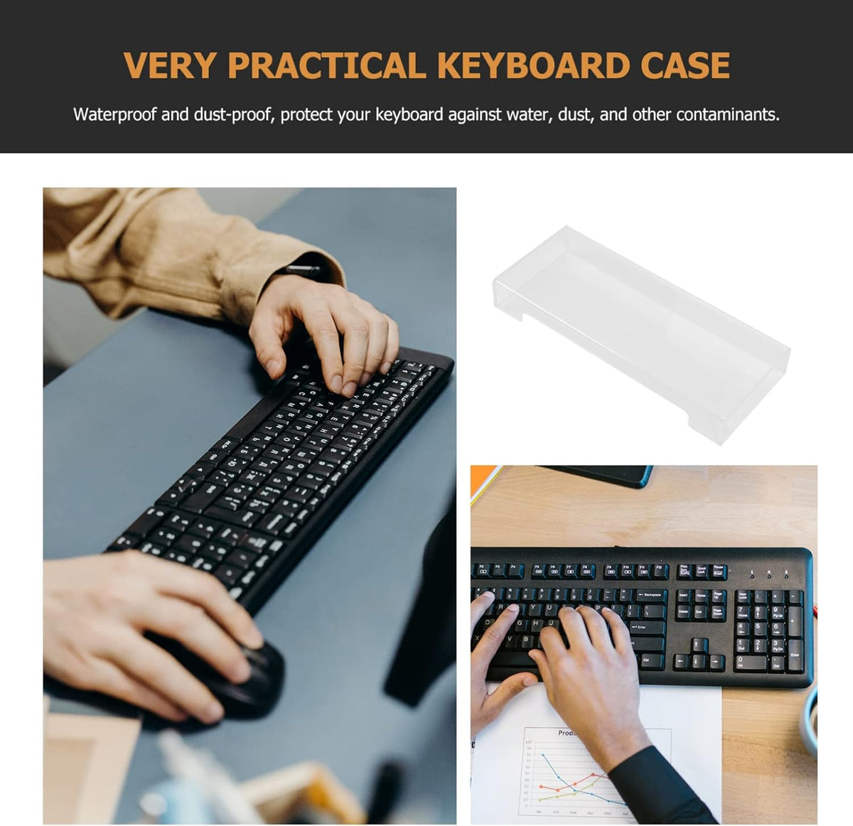 1pc Keyboard Cover Water- Case Transparent Keyboard Protector Cover Protective Case Water- Cover Accessory