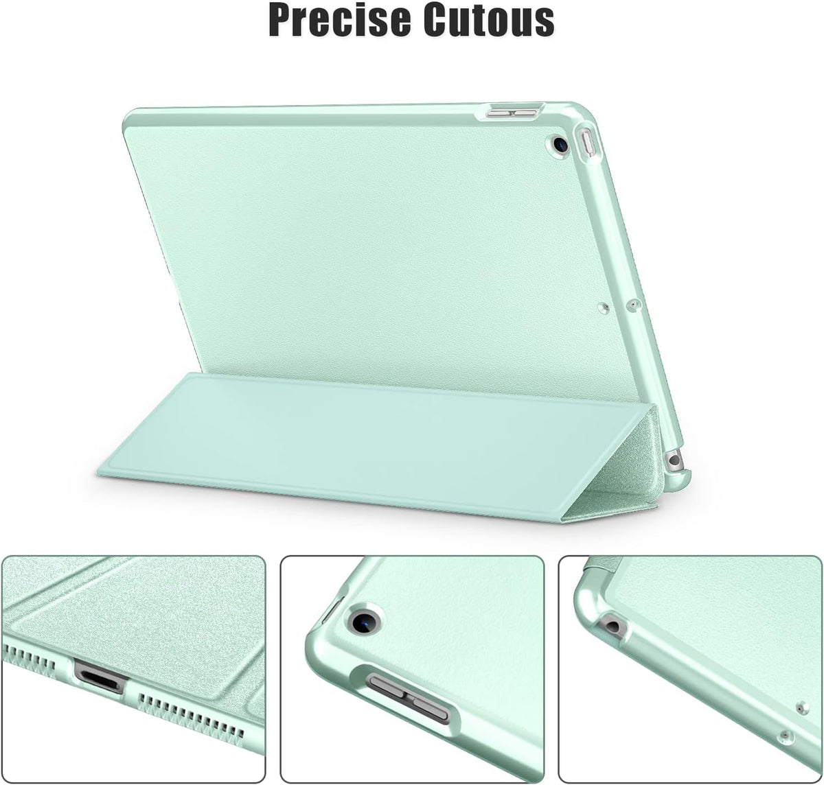 DTTO for iPad 9th/8th/7th Generation 10.2 inch Case, Premium Silk Pattern Slim Trifold Stand Cover - Matcha Green