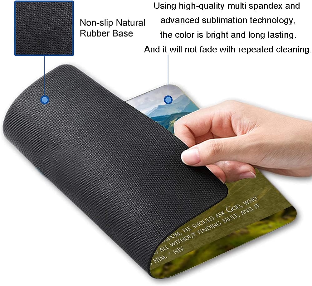 Mouse Pad, Mountains Mouse Pad Custom Design, Square Waterproof Mouse Pad Non-Slip Rubber Base MousePads for Office Laptop, 9.5"x7.9"x0.12" Inch（Bible Verse）